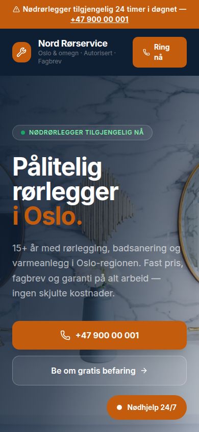 Mobilvisning av demonettside for håndverk